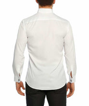 Load image into Gallery viewer, قميص سهرة سليم فت أبيض بأزرار كحلي
