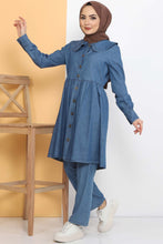 Load image into Gallery viewer, Women&#39;s Light Blue Denim Tunic &amp; Pants Set
