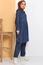 Load image into Gallery viewer, Women&#39;s Dark Blue Denim Tunic &amp; Pants Set
