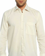 Load image into Gallery viewer, Men&#39;s Cut Long Sleeves Plain Beige Classic Shirt
