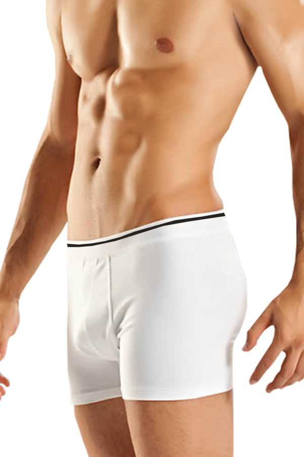 Men's Lycra White Combed Cotton Boxer