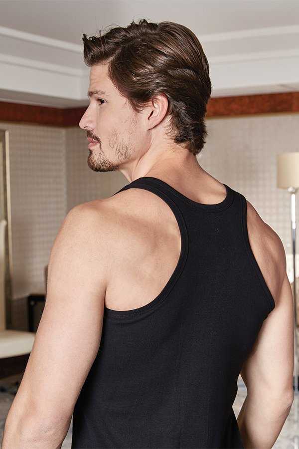 Men's Lycra Combed Cotton Sports Black Sleeveless T-shirt