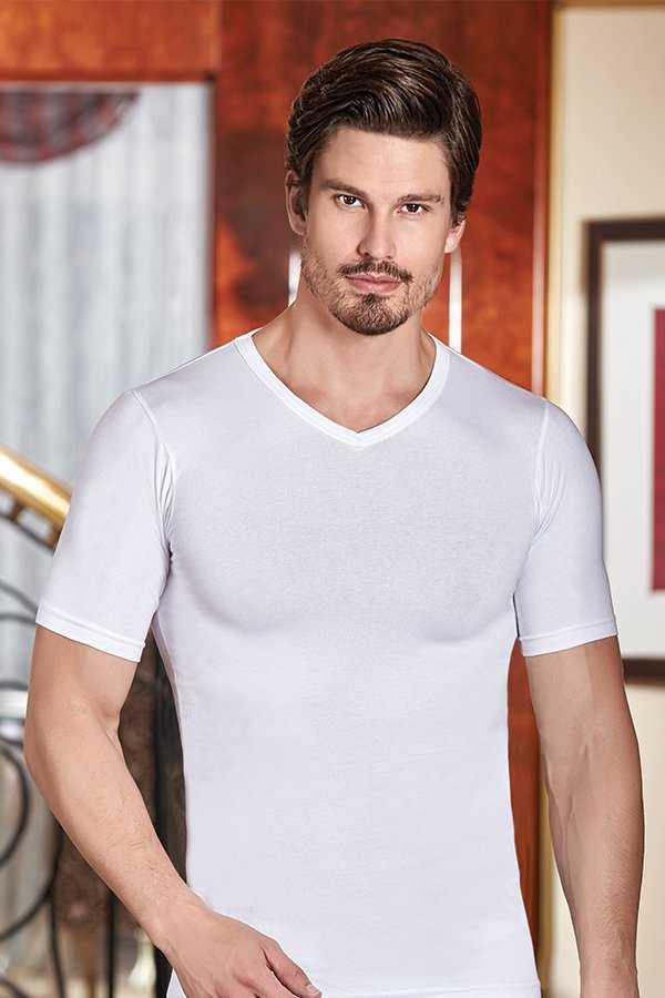 Men's V-neck Lycra White Supreme Combed Cotton Athlete