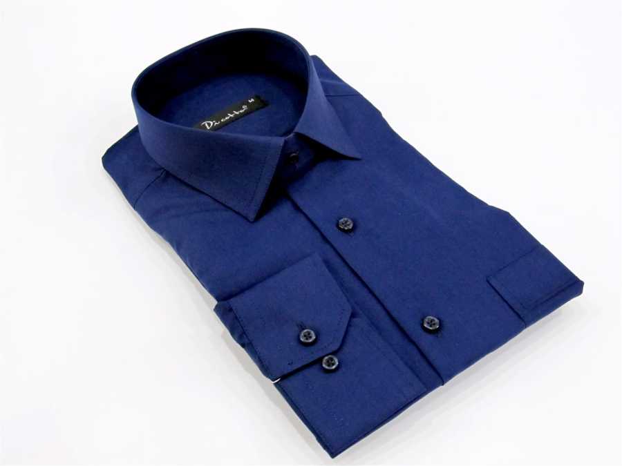 Men's Oversize Classic Long Sleeves Plain Navy Blue Shirt