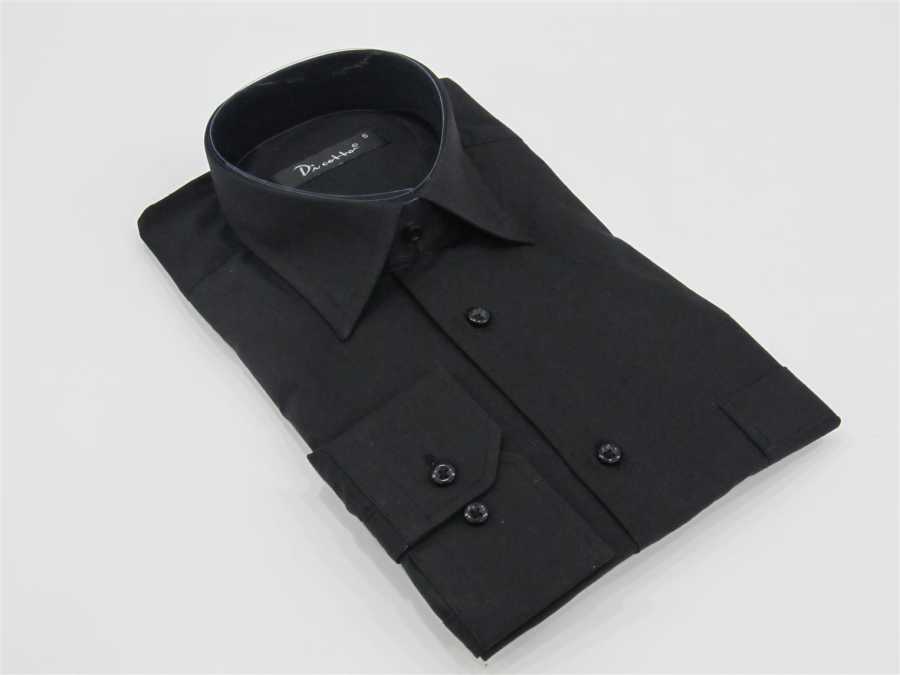 Men's Oversize Classic Long Sleeves Plain Black Shirt