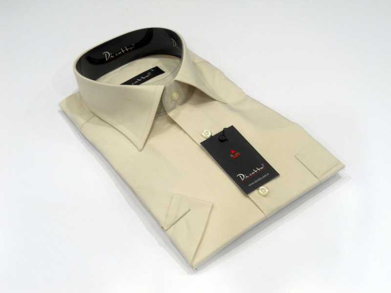 Men's Classic Cut Short Sleeve Plain Sand Beige Shirt