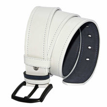 Load image into Gallery viewer, Men&#39;s Stitched White Artificial Leather Sport Belt- 4.5 cm

