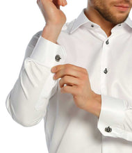 Load image into Gallery viewer, Men&#39;s Cufflinks Buttoned Micro Fabric Slim Fit White Shirt
