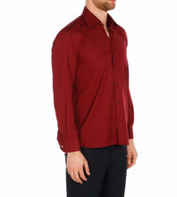 Load image into Gallery viewer, Men&#39;s Oversize Cufflinks Buttoned Classic Claret Red Micro Fabric Shirt
