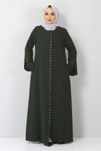 Load image into Gallery viewer, Women&#39;s Oversize Gem Detail Khaki Abaya
