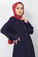 Load image into Gallery viewer, Women&#39;s Oversize Gem Detail Navy Blue Abaya

