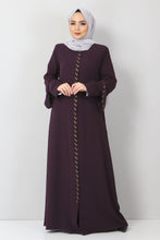 Load image into Gallery viewer, Women&#39;s Oversize Gem Detail Damson Abaya
