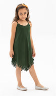 Girl's Strappy Green Short Dress