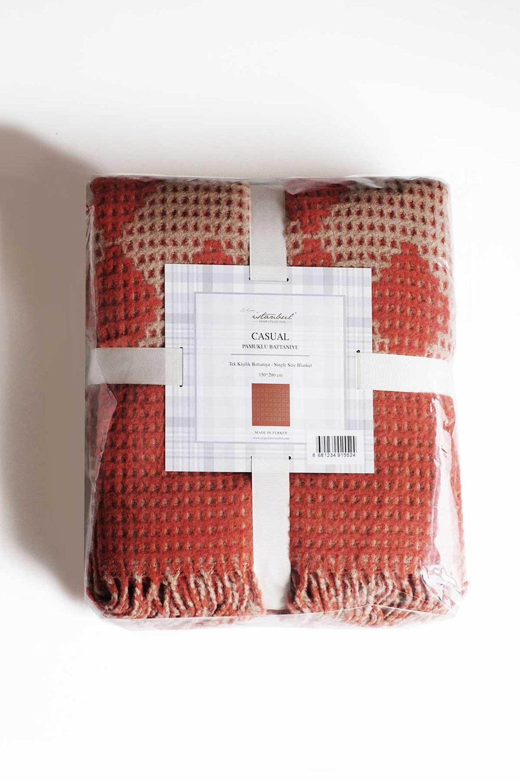 Tile Red Casual Single Bed Blanket