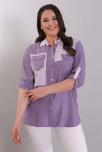 Load image into Gallery viewer, Women&#39;s Garnish Detail Pocket Lilac Shirt
