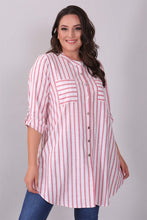 Load image into Gallery viewer, Women&#39;s Pocket Detail Red Striped Tunic
