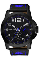 Men' Metal Case Black Strap Watch