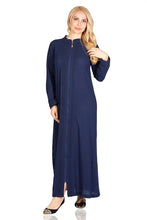 Load image into Gallery viewer, Women&#39;s Lace Detail Navy Blue Abaya
