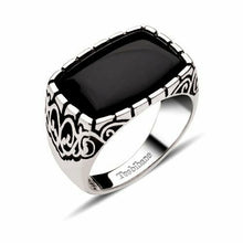 Load image into Gallery viewer, Men&#39;s Onyx Stone Silver Ring
