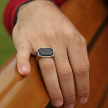 Load image into Gallery viewer, Men&#39;s Onyx Stone Silver Ring
