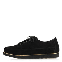 Load image into Gallery viewer, Women&#39;s Lace-up Black Swede Shoes
