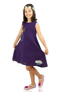 Girl's Embroidered Purple Short Dress