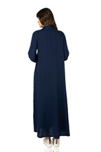 Load image into Gallery viewer, Women&#39;s Button Navy Blue Abaya
