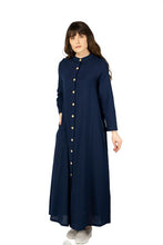 Load image into Gallery viewer, Women&#39;s Button Navy Blue Abaya
