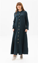 Load image into Gallery viewer, Women&#39;s Button Petrol Abaya
