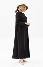 Load image into Gallery viewer, Women&#39;s Button Black Abaya
