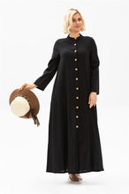 Load image into Gallery viewer, Women&#39;s Button Black Abaya
