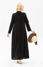 Load image into Gallery viewer, Women&#39;s Button Black Abaya
