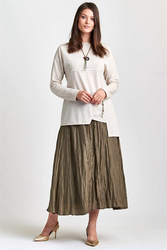 Women's Blouse & Khaki Skirt Set