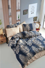 Load image into Gallery viewer, Patterned Indigo Double Bed Duvet Cover Set
