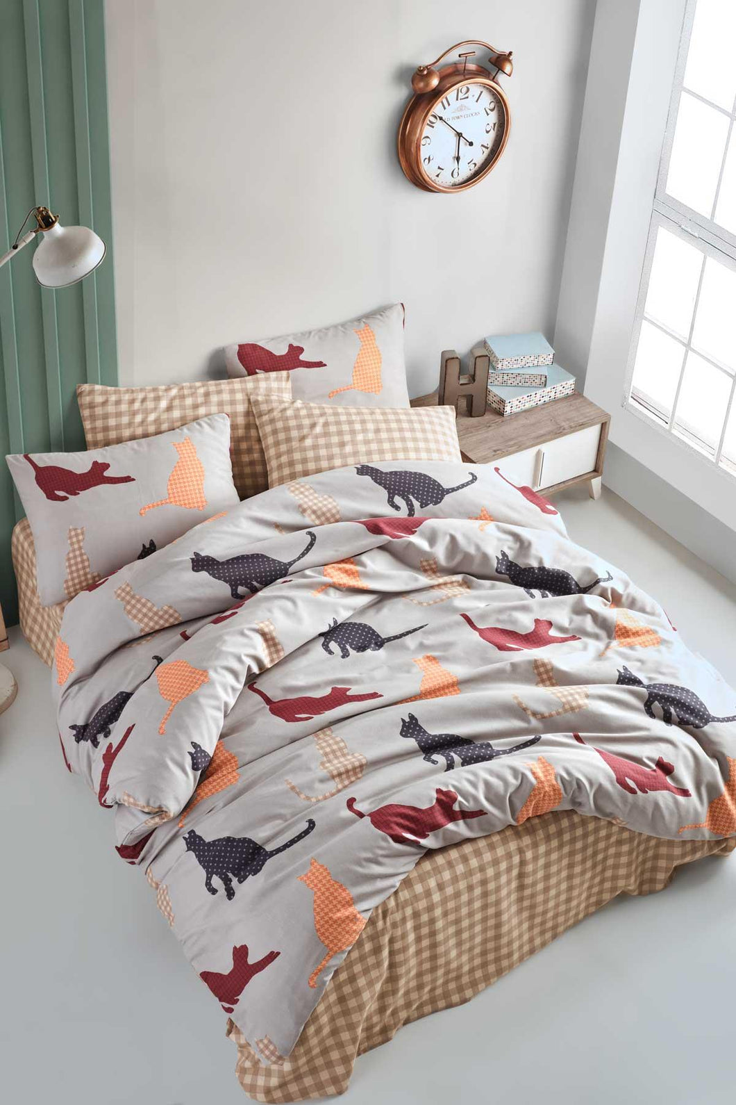 Patterned Salmon Single Bed Duvet Cover Set