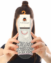 Load image into Gallery viewer, Women&#39;s Leopard Pattern Grey Babette Socks
