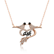 Women's Heart & Dove Pendant Silver Necklace