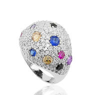 Women's Zircon Gemmed Silver Ring