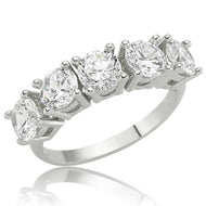 Women's 5 Gemmed Rose Plated Silver Ring