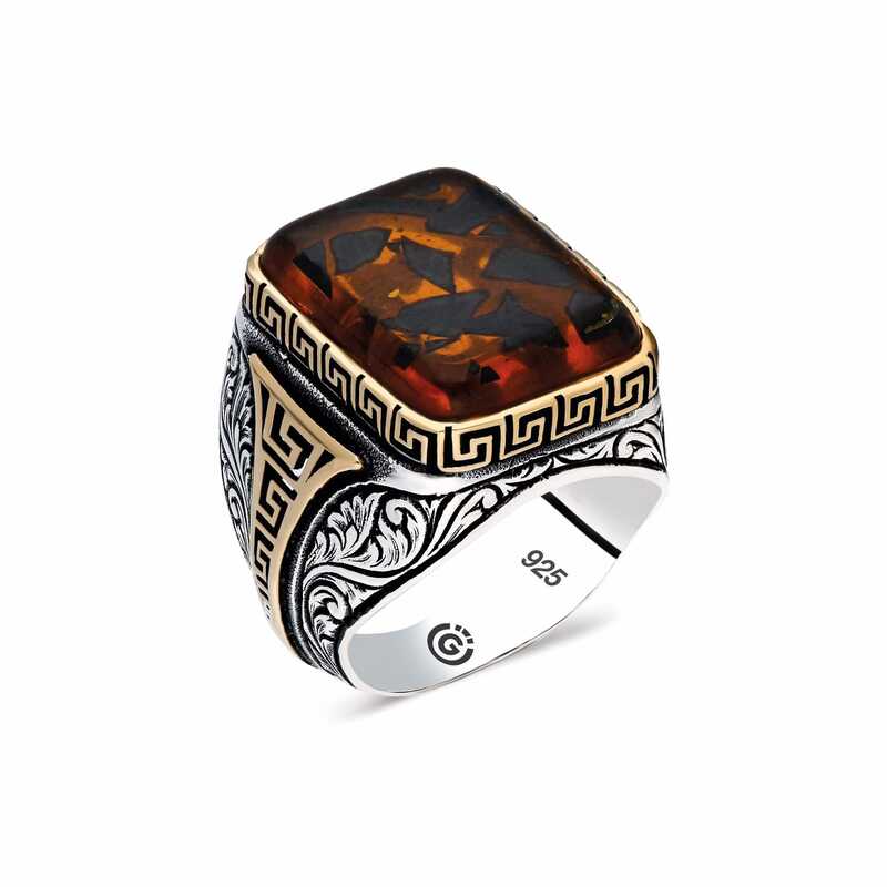 Men's Brown Stone Silver Ring