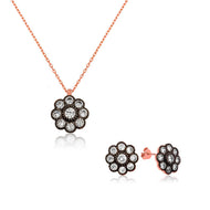Women's Gemmed Silver Necklace & Earrings Set