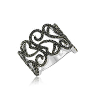 Women's Black Gemmed Ring