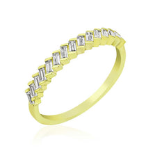 Load image into Gallery viewer, Women&#39;s Baguette Gemmed Gold Plated Silver Ring
