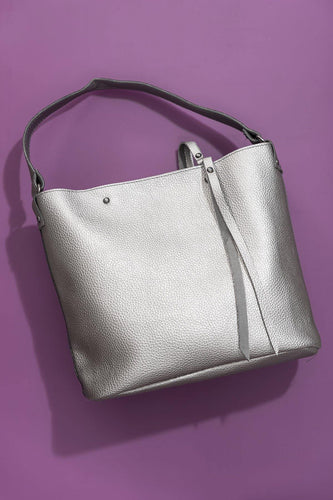 Women's Fringe Detail Silver Shoulder Bag - budinnar