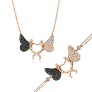 Women's Angel Pendant Necklace & Bracelet Set
