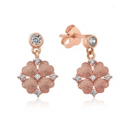Women's Gemmed Rose Plated Silver Earrings