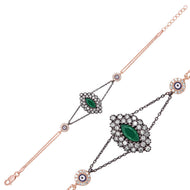 Women's Matte Green Gemmed Authentic Bracelet