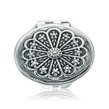 Load image into Gallery viewer, Silver Daisy Theme Oval Mirror
