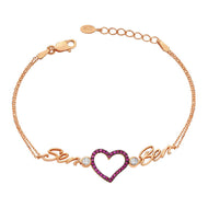 Women's Heart Figure Rose Plated Silver Bracelet