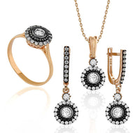 Women's Gemmed Silver Necklace, Ring & Earrings Set